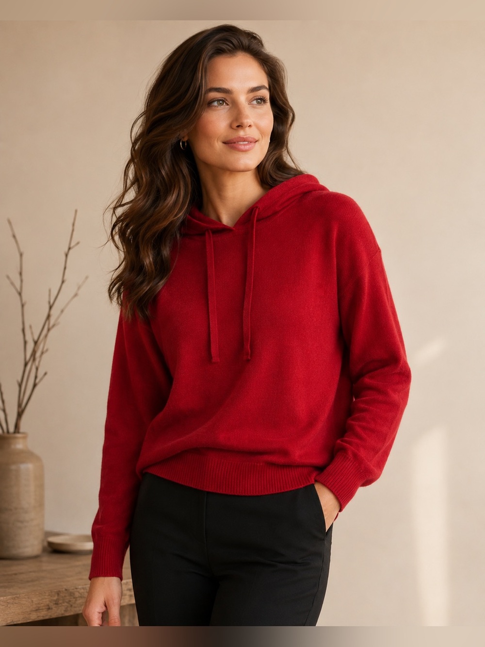 C by Bloomingdale’s Red 100% Cashmere Hoodie Sweater XS Quiet Luxury